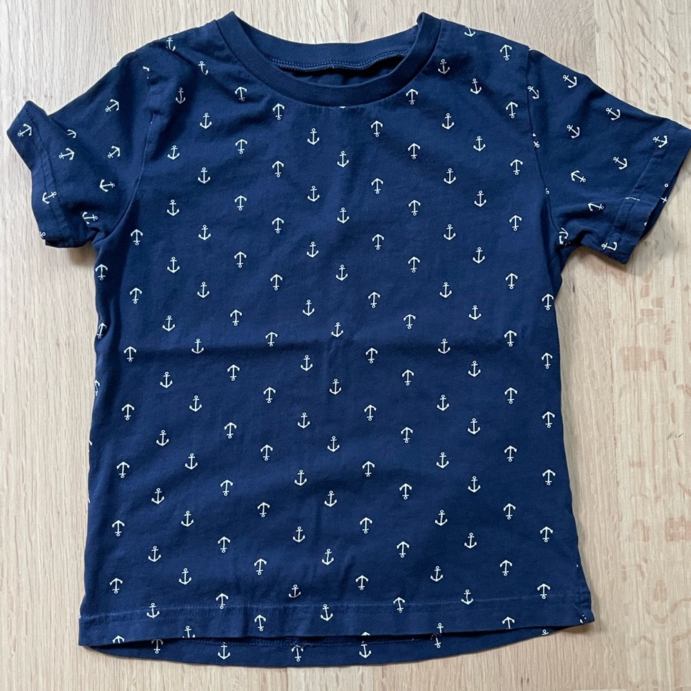 H&M Navy Blue Anchor Print Short Sleeve Tee